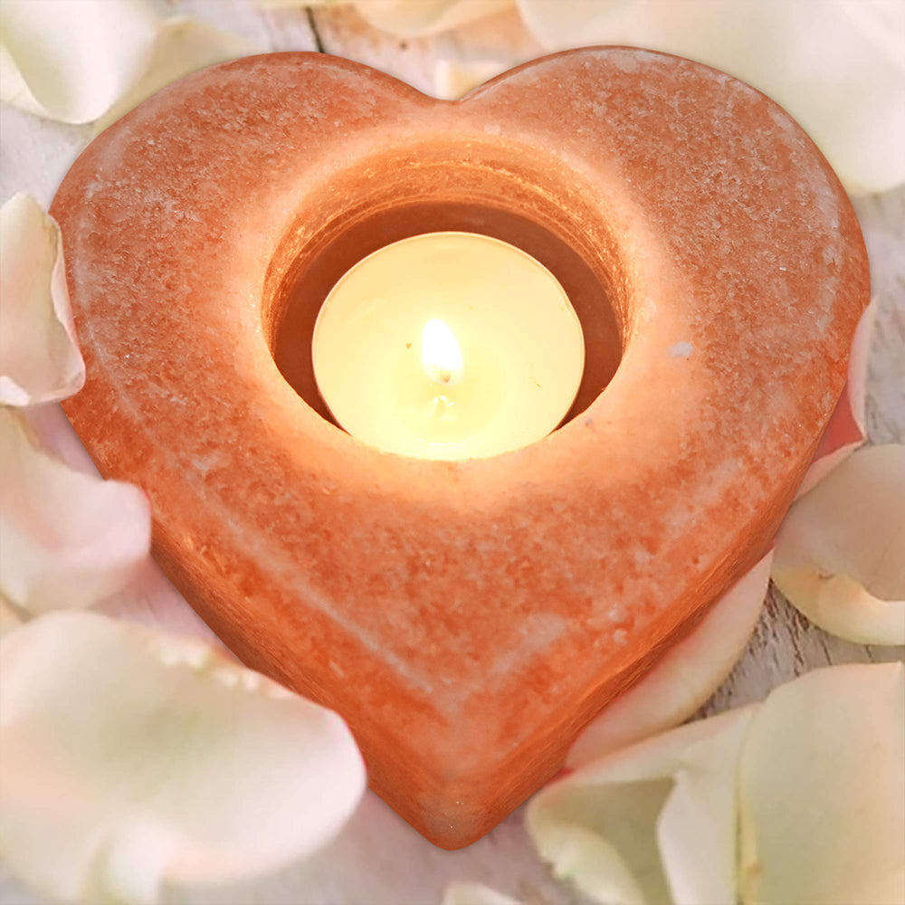 Himalayan Rock Salt Natural Pink Salt  Heart Shape Candle, Himalayn Mountain Gold , Hand Crafted , Light weight , !00 % Natural - SELROSA INC