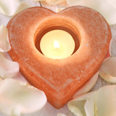 Himalayan Rock Salt Natural Pink Salt  Heart Shape Candle, Himalayn Mountain Gold , Hand Crafted , Light weight , !00 % Natural - SELROSA INC