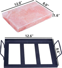 Himalayan Salt Block Cooking Plate with one piece galvanised powder coated frame , unbreakable , Chef salt plate , Ideal for grilling cooking cutting and serving , - SELROSA INC
